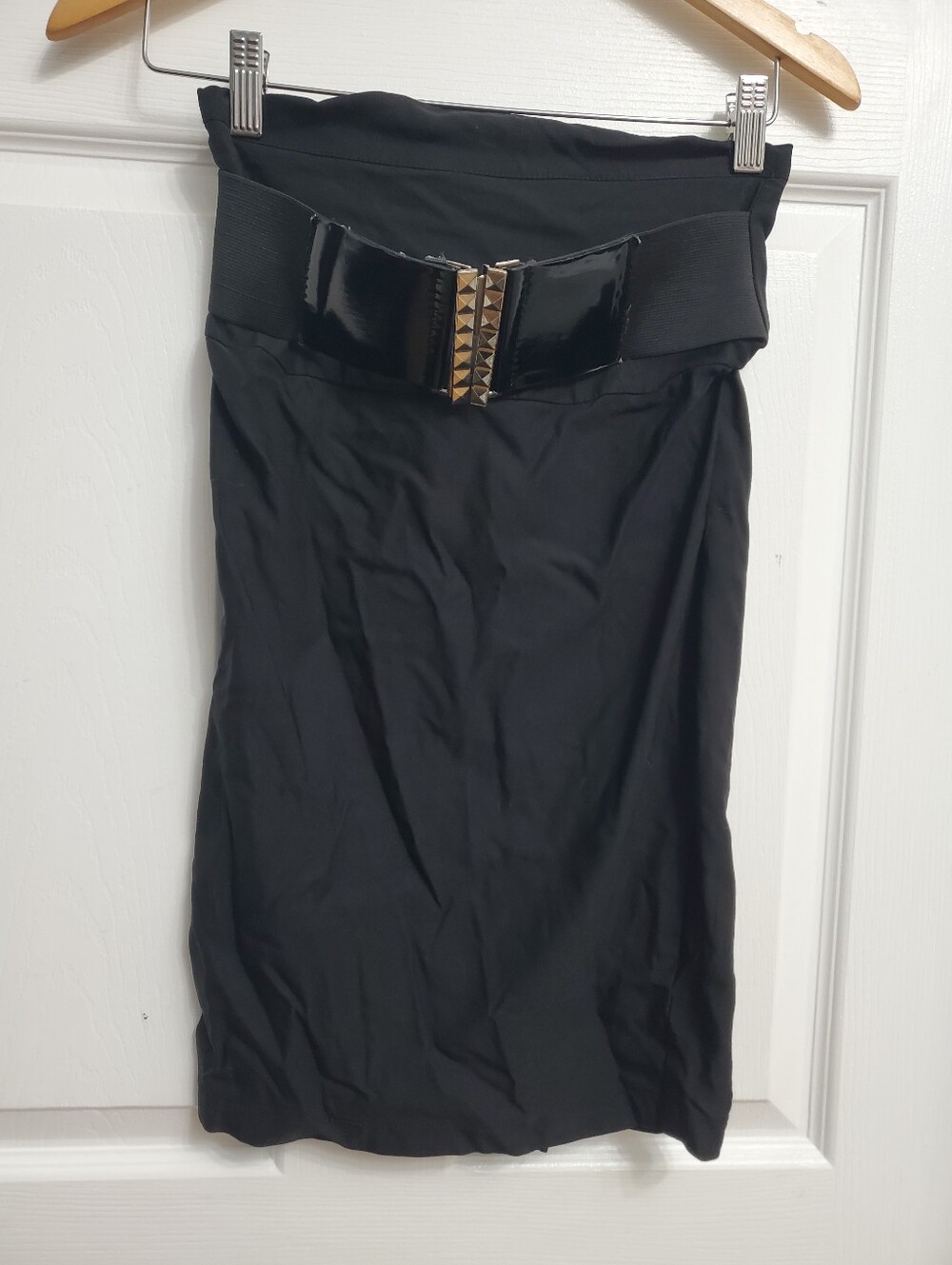 Seductions Black Slit Skirt with Belt - SIZE S